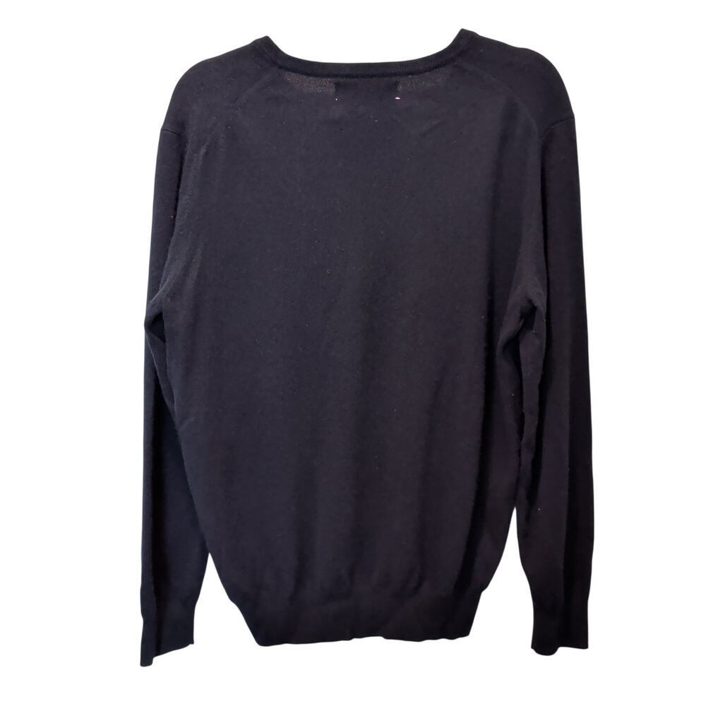 Lingua Franca Sz L 100% Cashmere Embroidered Truly Gifted Navy Sweater V Neck - Picture 3 of 6